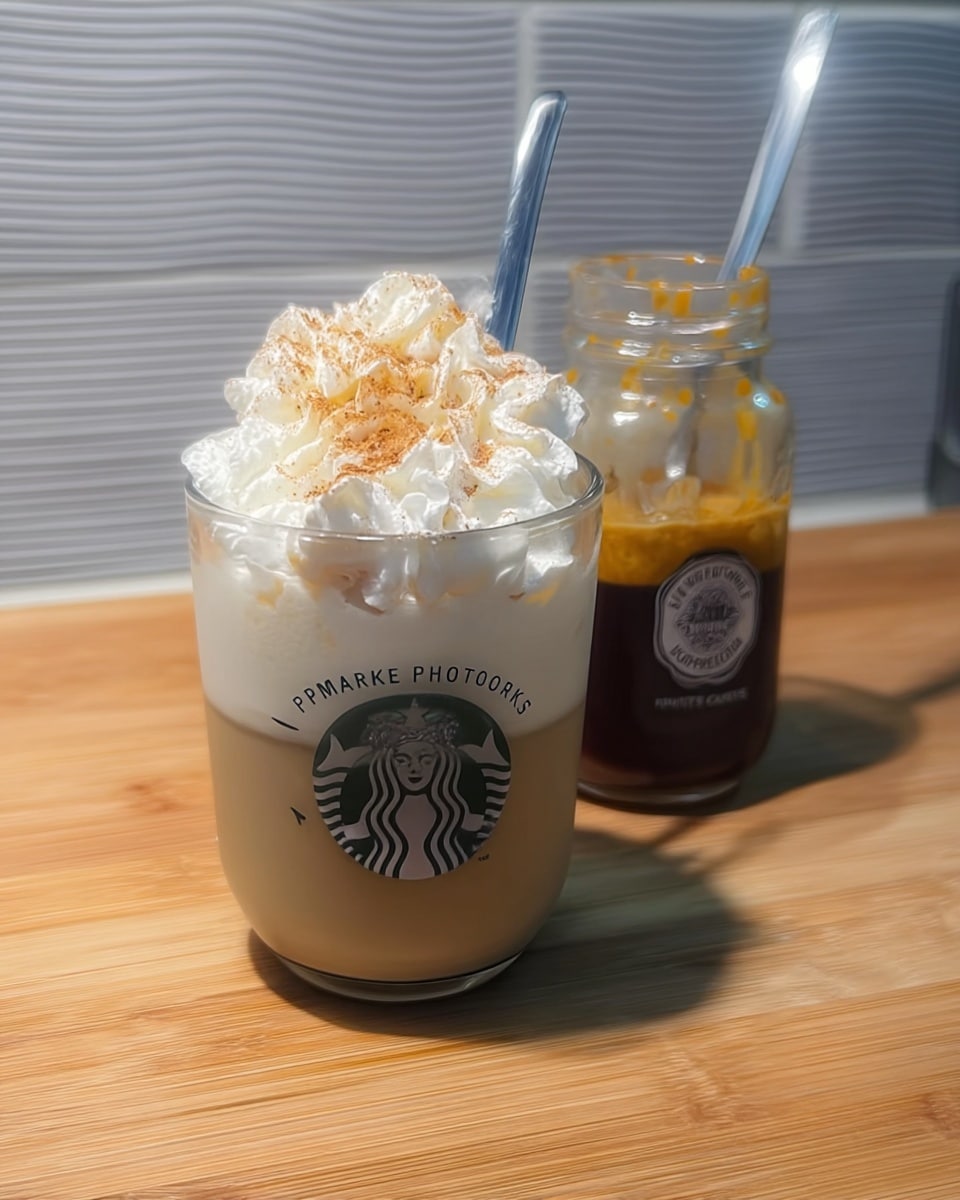 Pumpkin Spice Latte Starbucks Copycat 8 close up pumpkin spice latte starbucks in glass mug