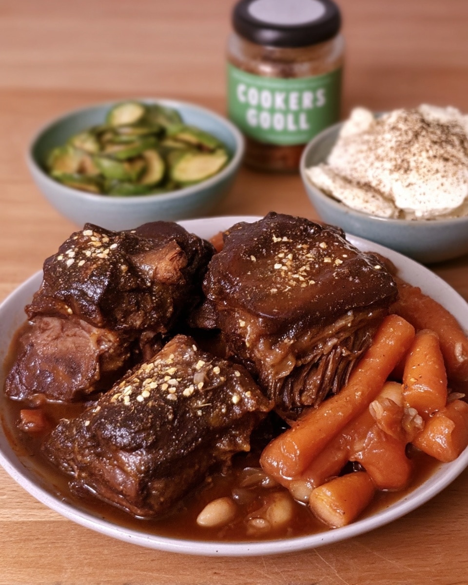Easy Crockpot Beef Short Ribs recipe! Tender, flavorful, and perfect for holidays, date night, or a simple, delicious weeknight meal. Slow-cooked with carrots, mushrooms, and red wine for a rich, savory dish. #beef #crockpot #slowcooker #recipe #dinnerideas #comfortfood