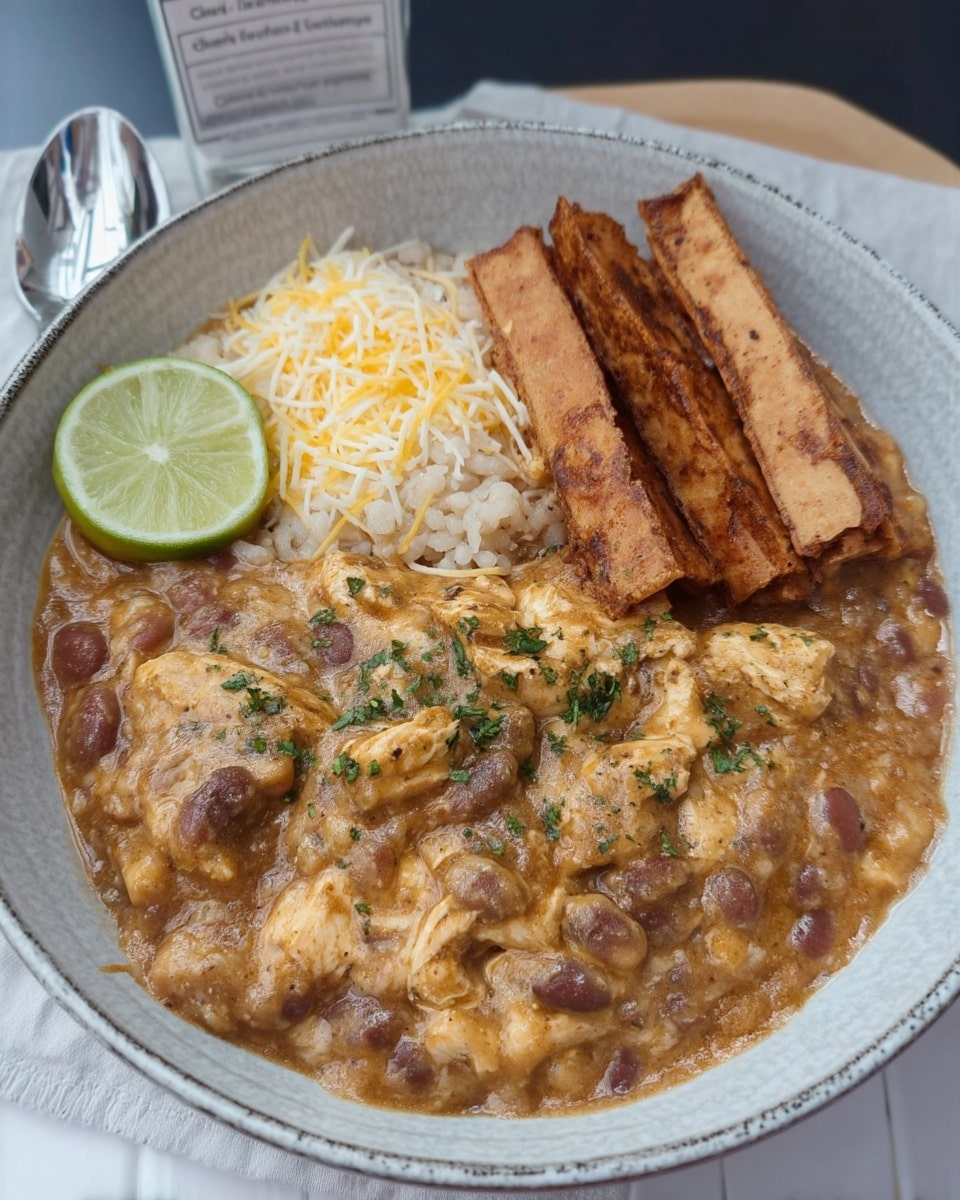 Crockpot filled with creamy white chicken chili