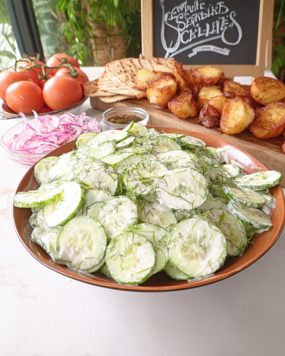 Meal Prep Cucumber Salad: A refreshing and healthy low-calorie side dish perfect for BBQs and clean eating. Easy to make with cucumbers, sour cream, dill, and a zesty dressing. Get the recipe now!