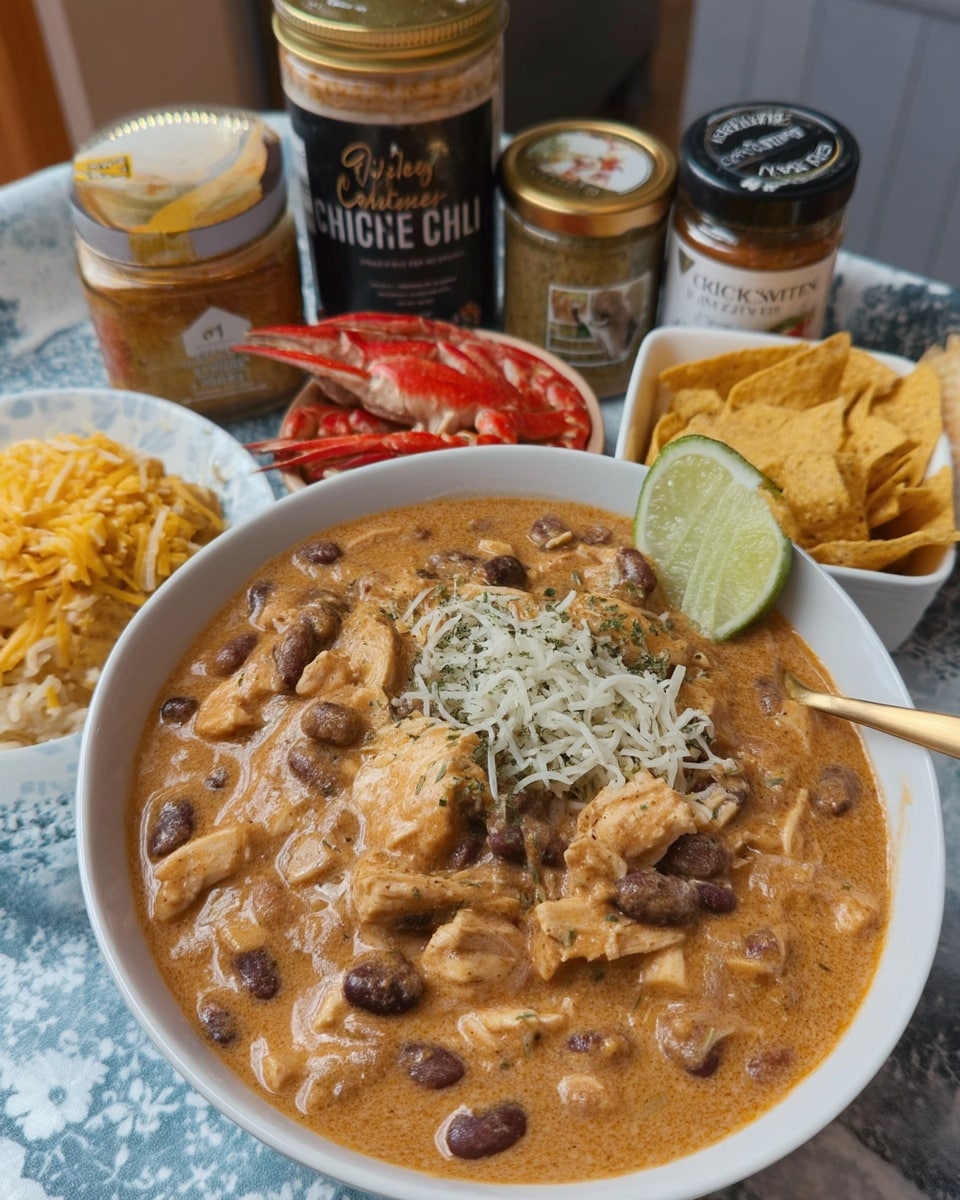 Fall dinner table with bowls of white chicken chili