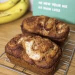 Cinnamon Swirl Pumpkin Bread Mini Loaves: A moist, spiced fall dessert recipe with a sweet, crunchy cinnamon topping. Perfect for breakfast, brunch, or a snack! Get the recipe now.