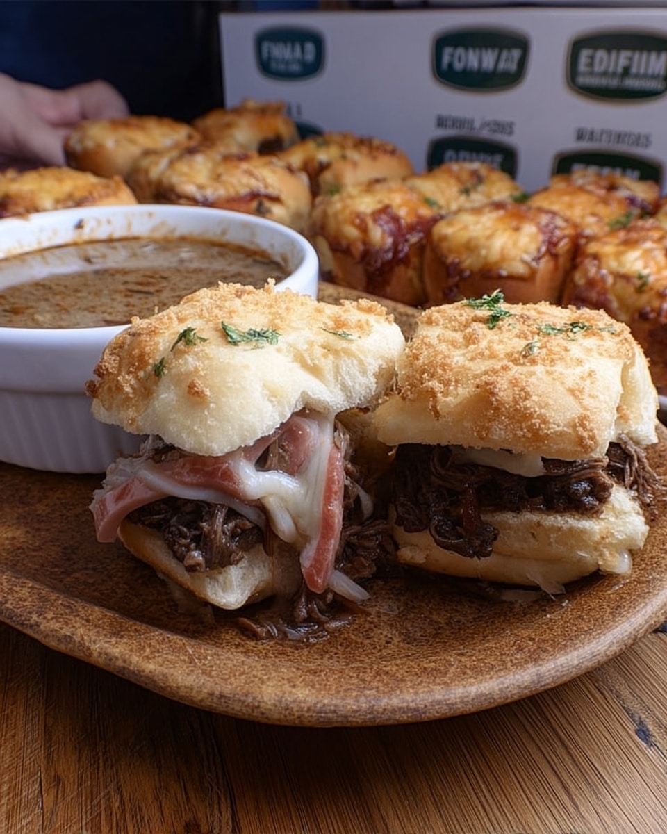 French Dip Sliders 9 Football Sunday Food setup with sliders and dips