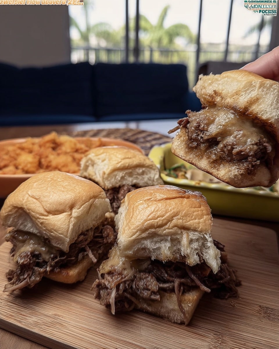 French Dip Sliders 8 Close-up of Football Sunday Food sandwich sliders