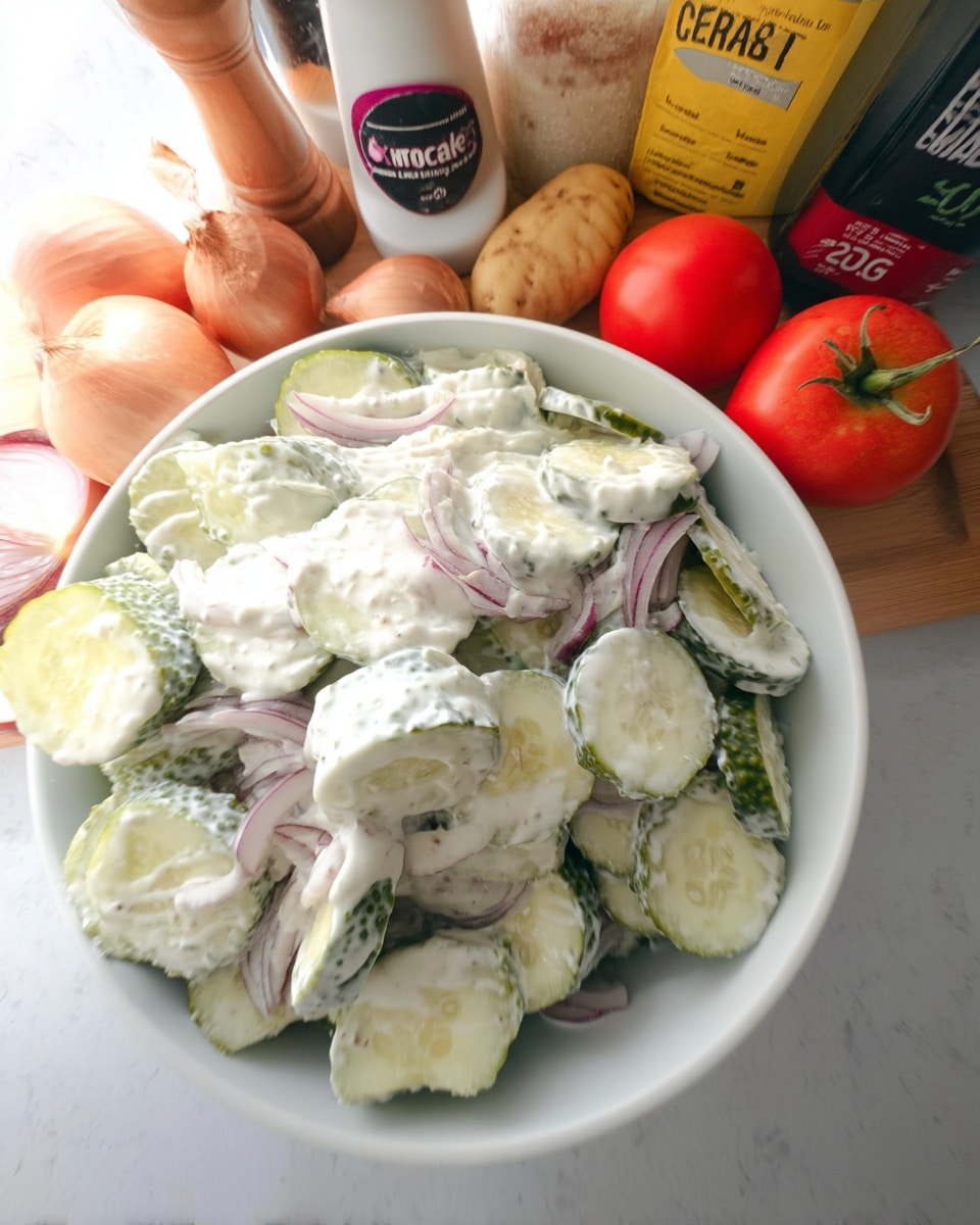 Cucumber Salad with Creamy Dill 10 German-style cucumber salad with dill garnish