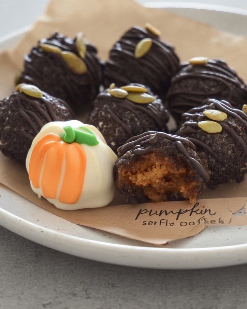 Easy no-bake pumpkin Oreo balls! A simple Halloween dessert recipe with cream cheese, orange chocolate, pretzel sticks, and green icing. Perfect for a quick and delicious Halloween treat!
