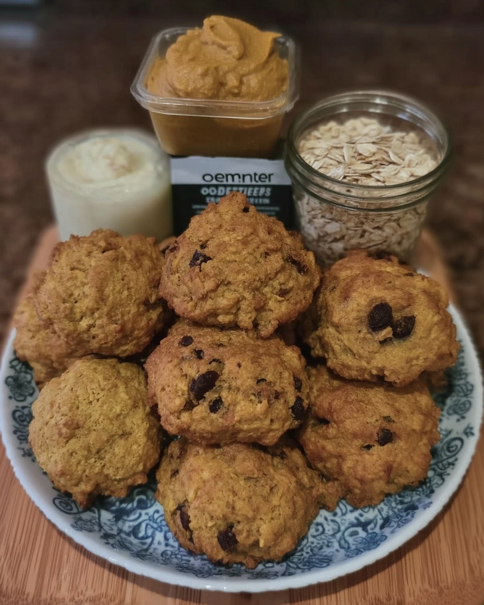 Close-up of baked pumpkin oat cookie with cracked top