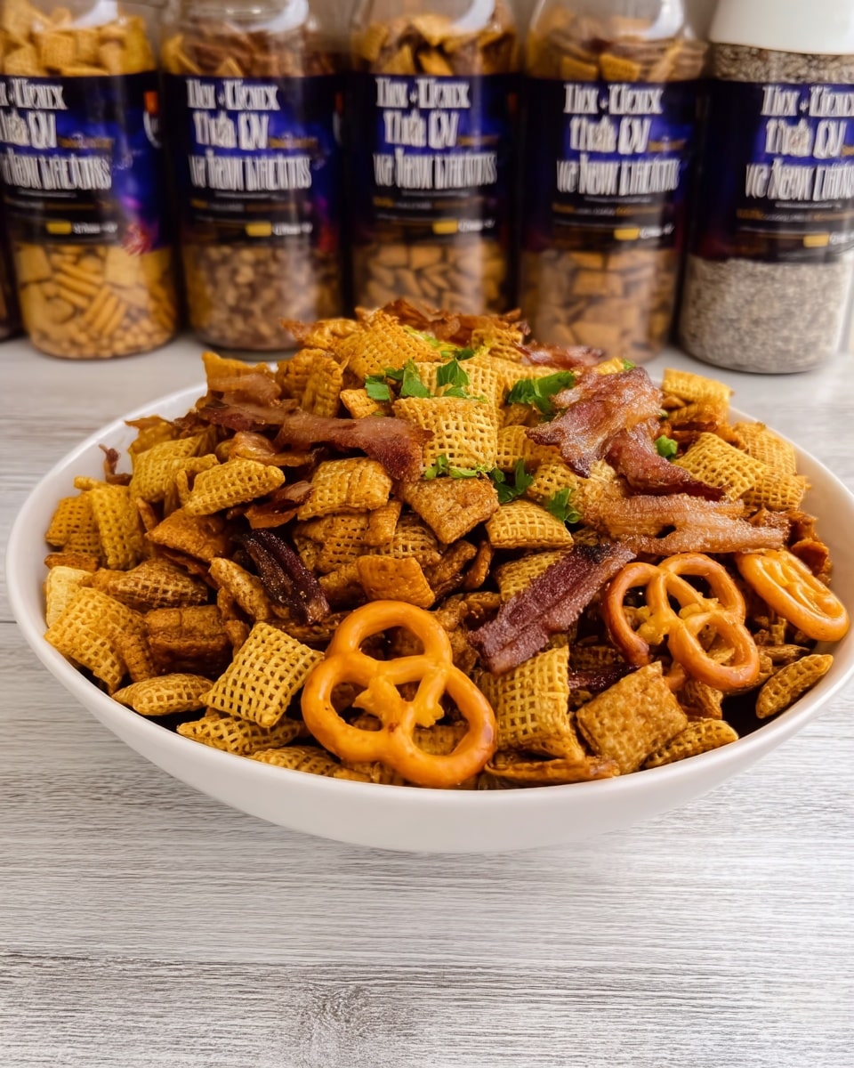 Fall Chex Mix Recipes 9 Honey cinnamon chex mix in snack jars with leaves