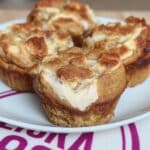 Keto Pumpkin Cheesecake Bites: A delicious and easy fall dessert recipe! Sugar-free spice cookies filled with no-bake pumpkin cheesecake mousse. Perfect for a festive, low-carb treat!