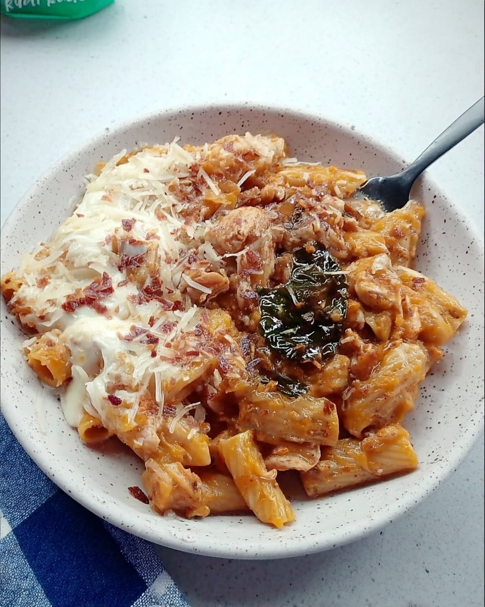 Creamy Pumpkin Pasta 8 Pumpkin pasta sauce simmering in skillet