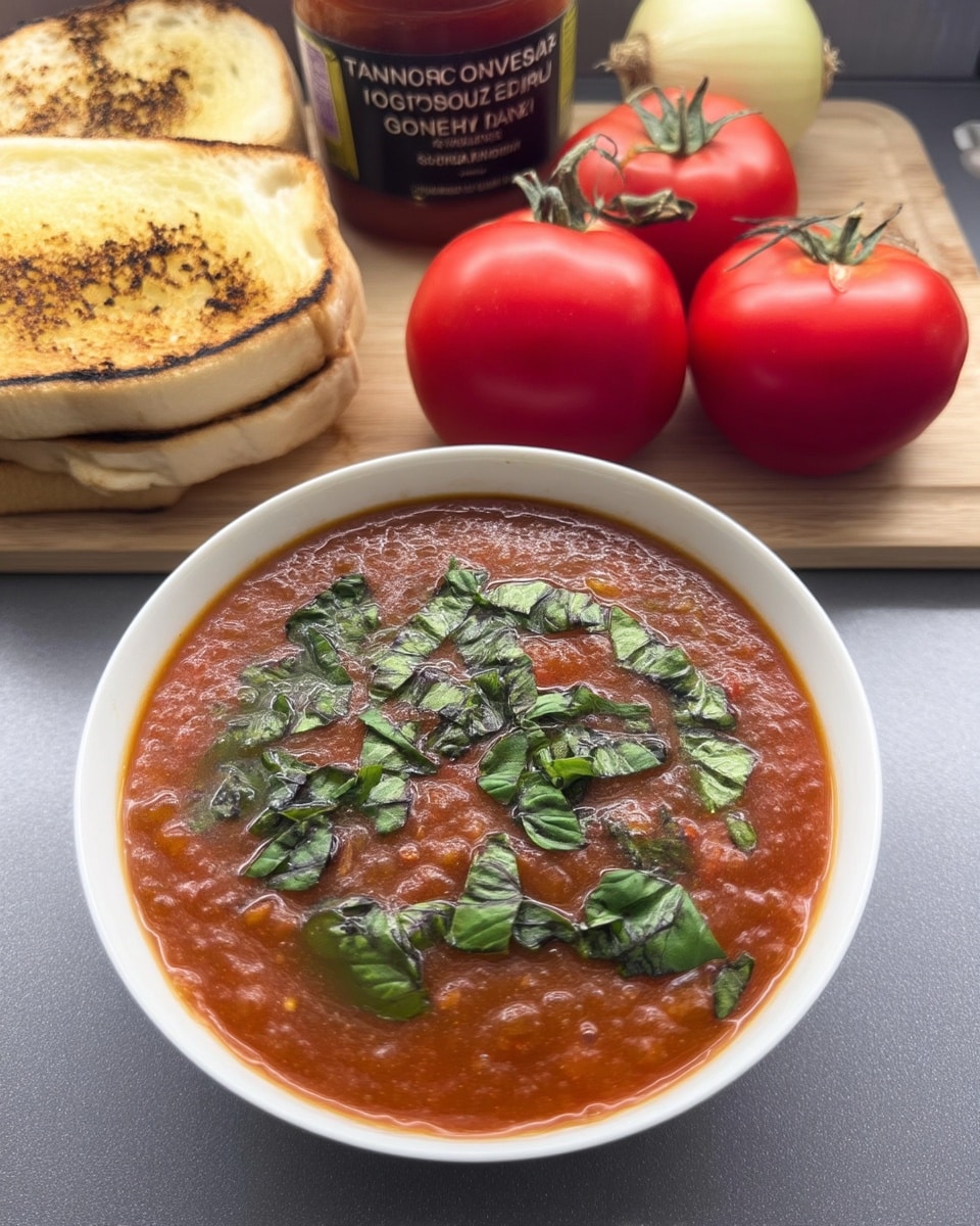 Comforting Roasted Tomato Basil Soup recipe! Rich flavor from roasted Roma tomatoes, San Marzano tomatoes, and fresh basil. Quick cooking, vegetarian dinner idea. Get the low carb matidéer recipe now!