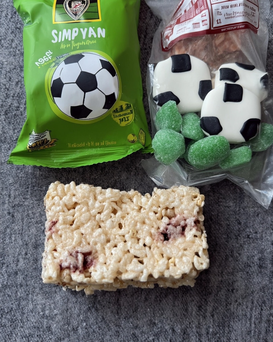 Soccer Snacks That Score Big 10 Soccer snacks on parchment paper with textured candy grass
