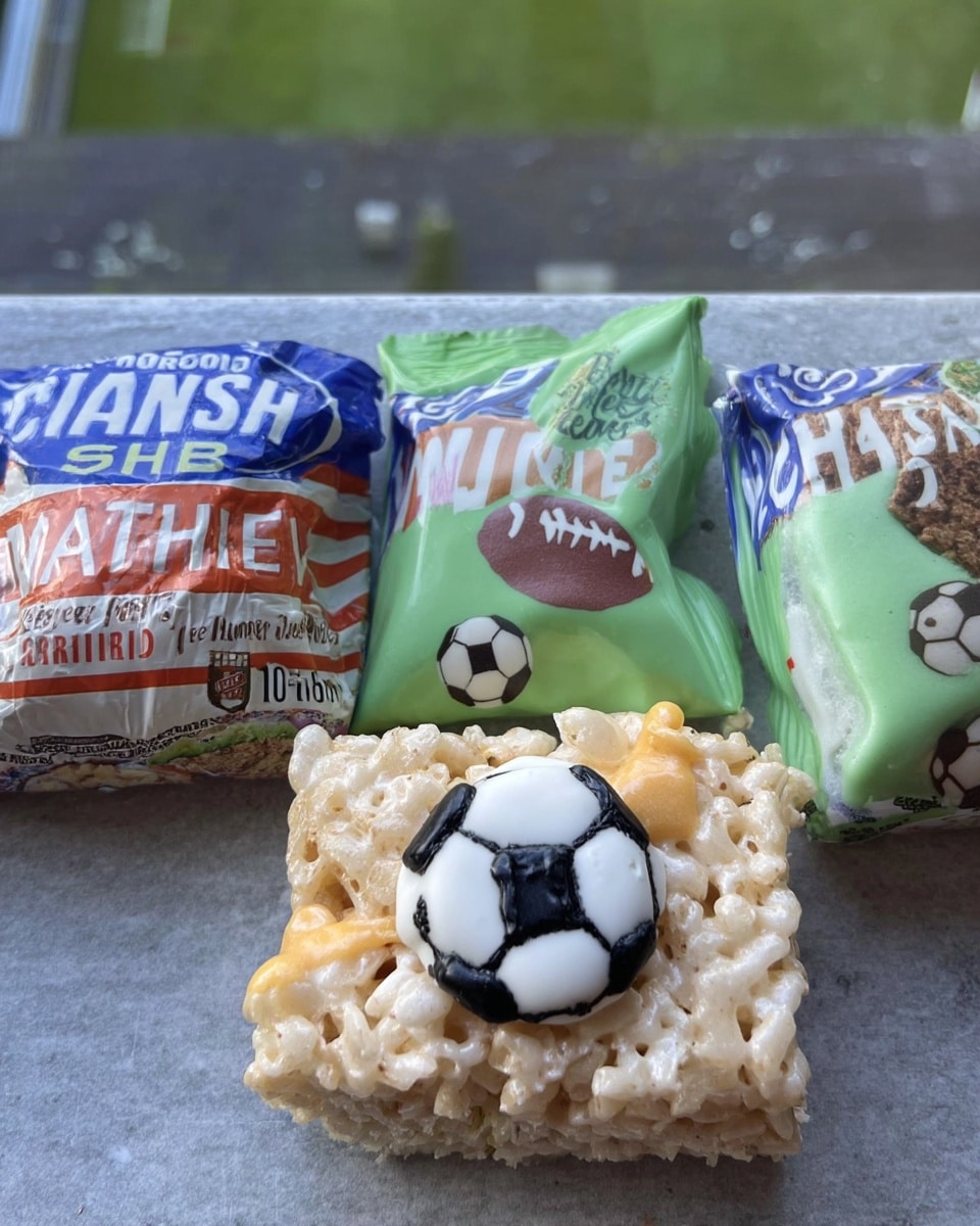 Easy soccer Rice Krispie treats! Perfect soccer snacks for the team or a soccer-themed party. Get the recipe for these cute and delicious soccer treats!