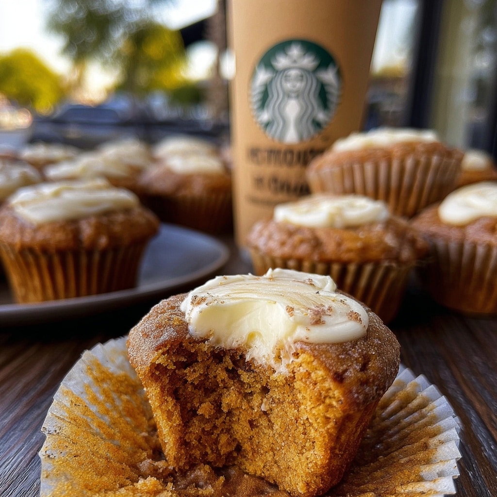 Starbucks Pumpkin Cream Cheese Muffins 8 Close-up of Starbucks pumpkin cream cheese muffin with swirl